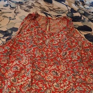 Old Navy Red Floral Tank Top